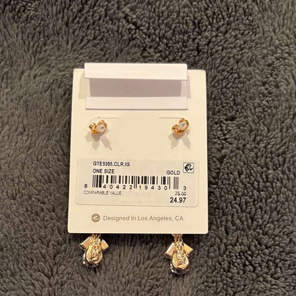 Ettika Gold and Crystal Drop Earrings - Picture 2 of 2